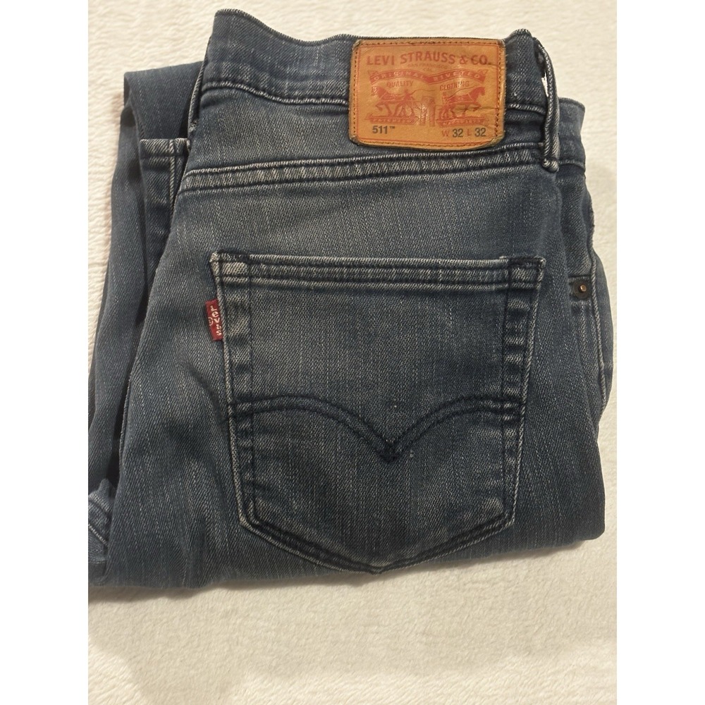Levi's 511 Slim‎ Men's Jeans 32x32 Blue Denim Distressed Hem Stretch